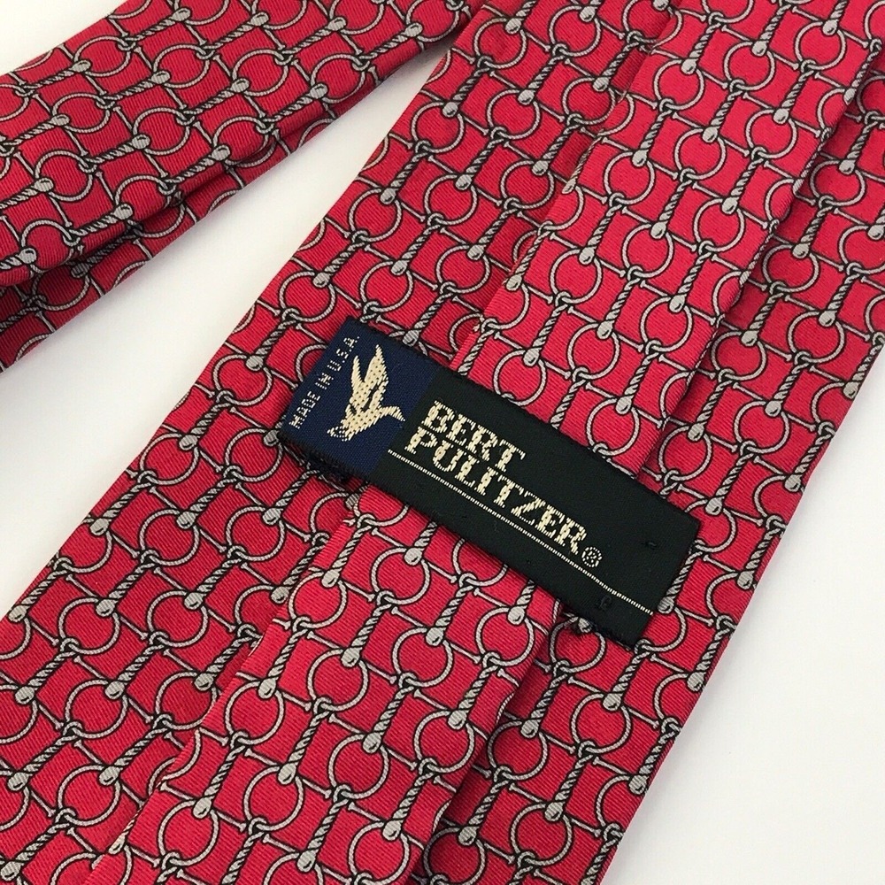 Bert Pulitzer Silk Necktie Equestrian Men Red
